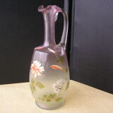 Frosted blown glass carafe with enamel decoration, 1900
