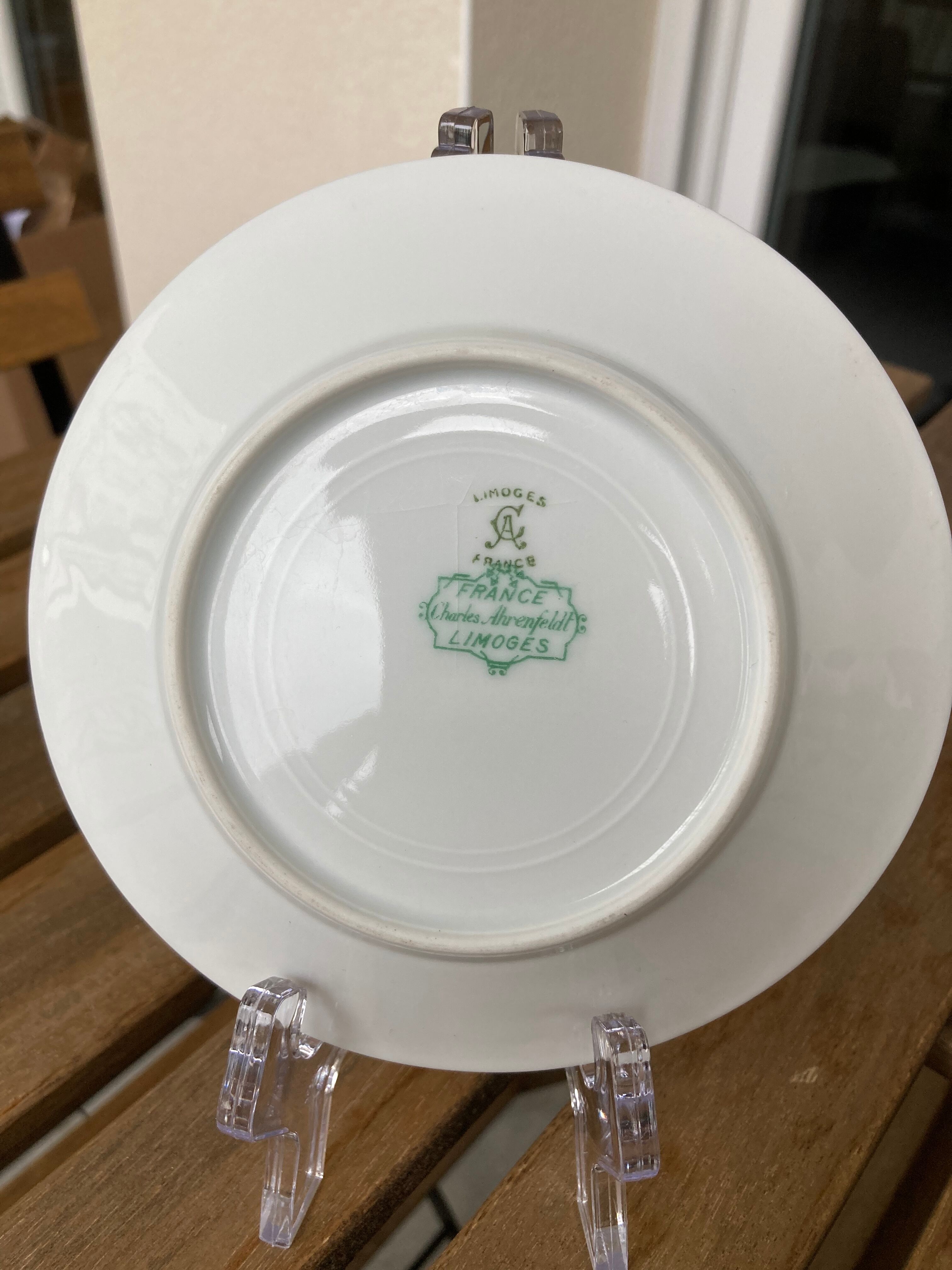 Lot 5 saucer plates Limoges Charles Ahrenfeldt gilded edging