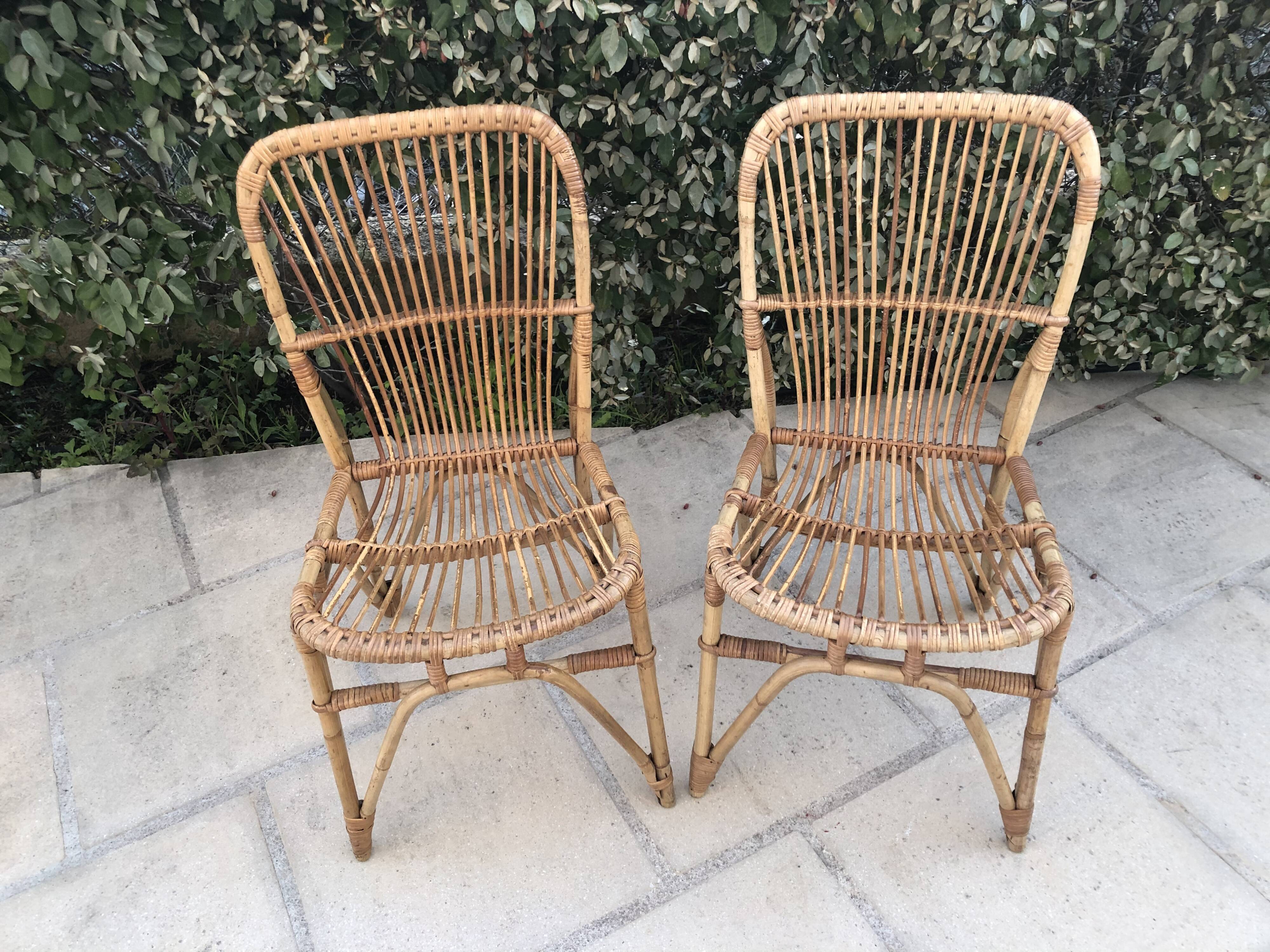 Pair of rattan chairs 60s