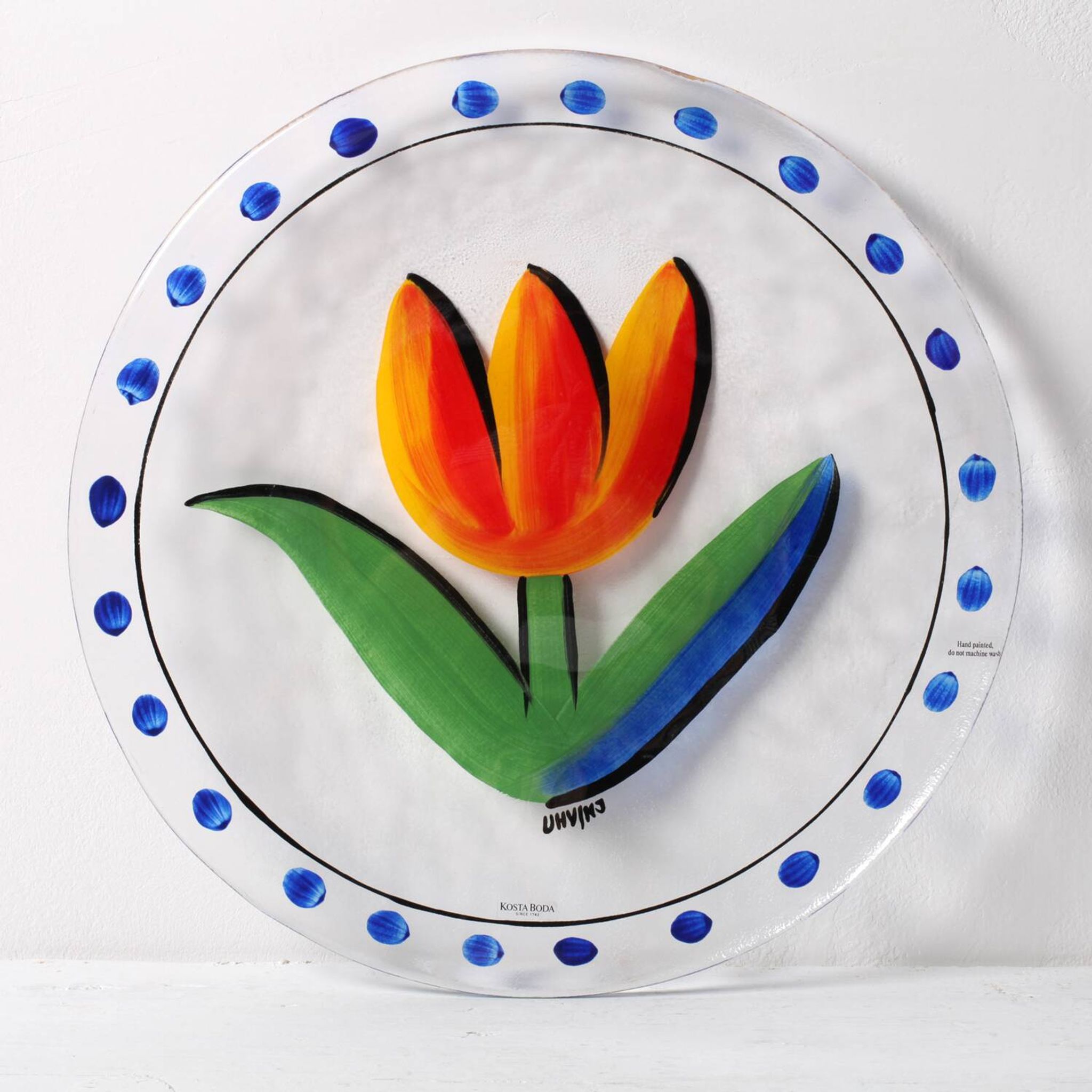 Large Kosta Boda Glass Plate by Ulrika Hydman Vallien / Sweden / 1991