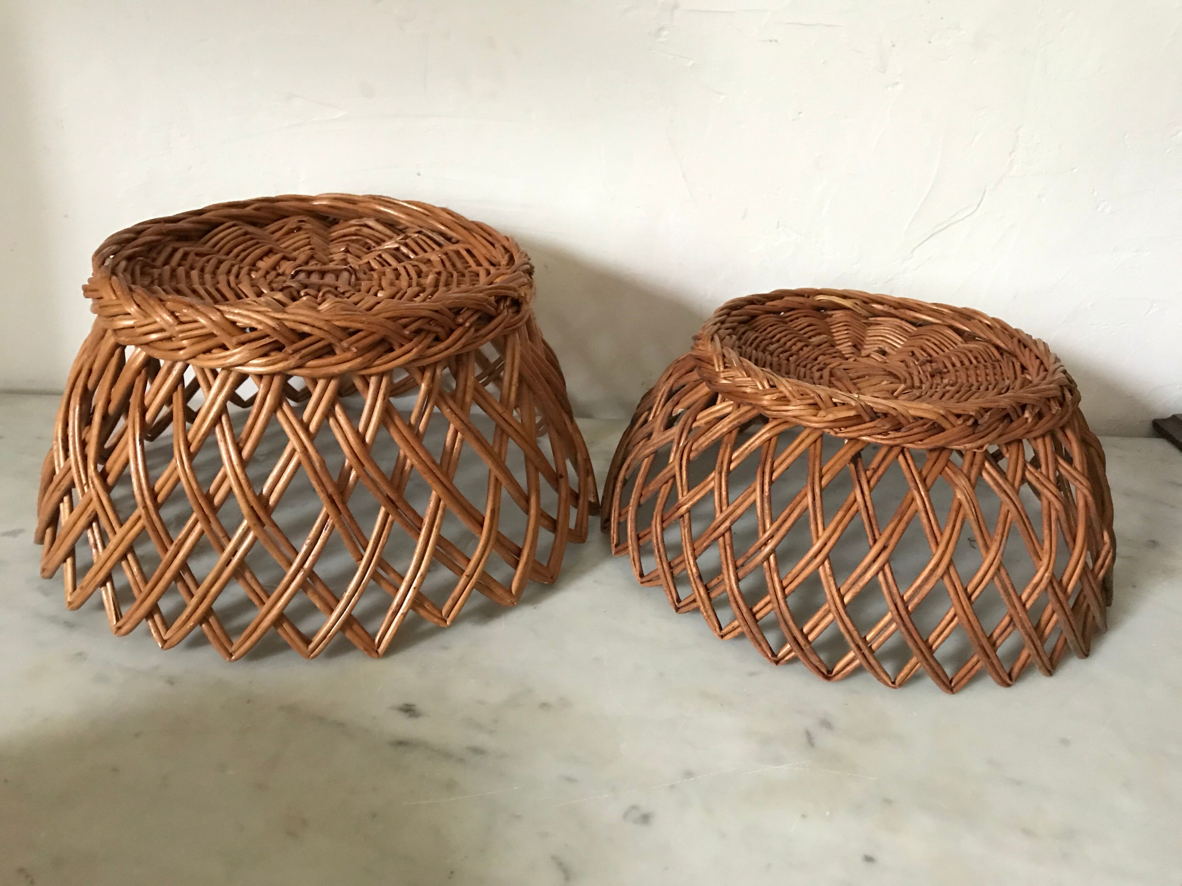 Lot of 3 wicker baskets
