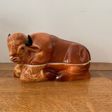 Earthenware buffalo terrine by Michel Caugant