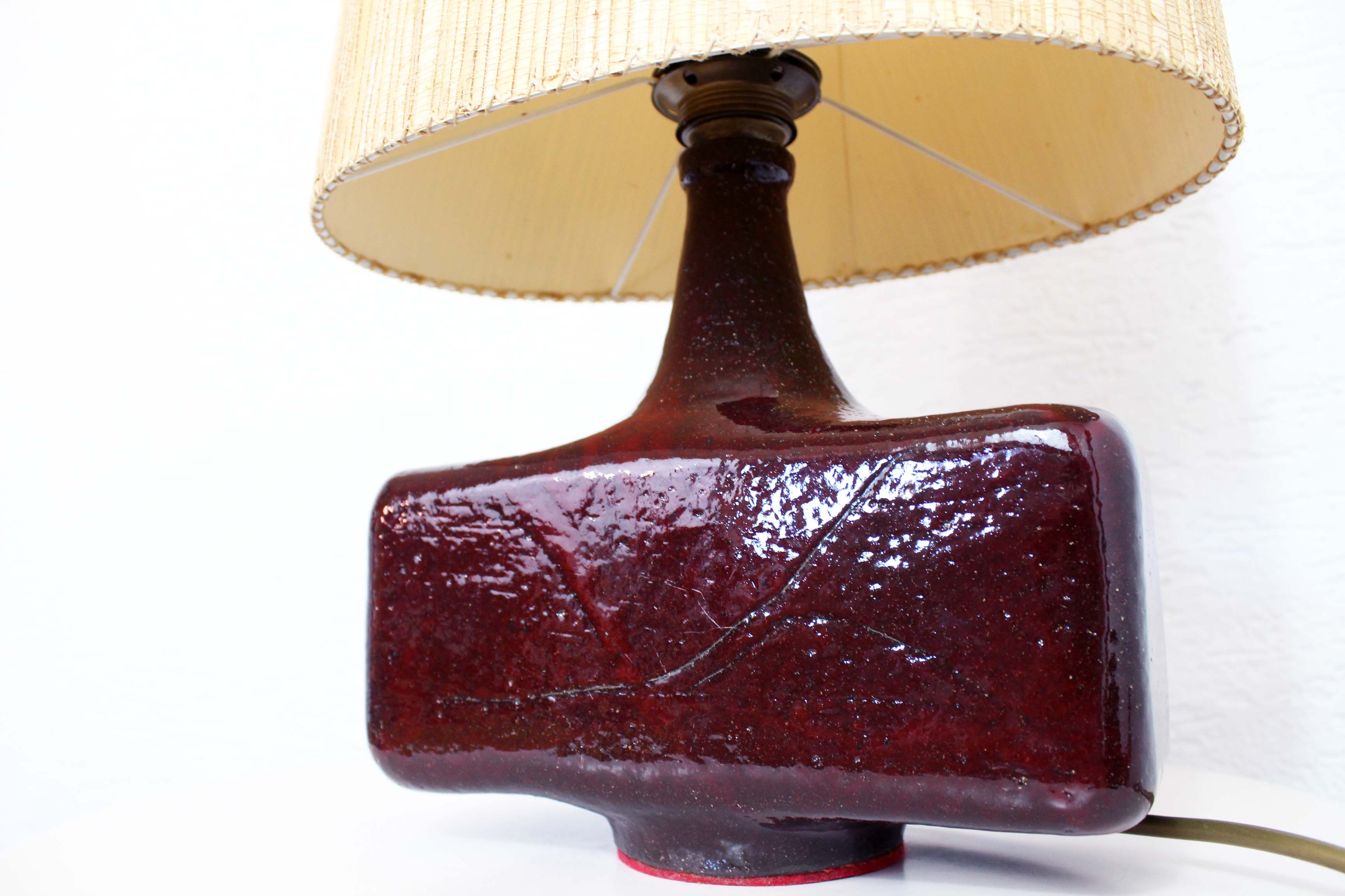 Beautiful ceramic table lamp and 60s straw