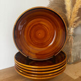 Vintage set of 6 honey brown deep plates Luneville.