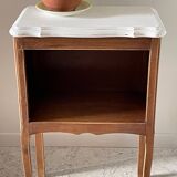 Table de chevet en bois et blanc vintage