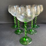 Set of 6 white wine glasses of Alsace crystal blown and cut XXth
