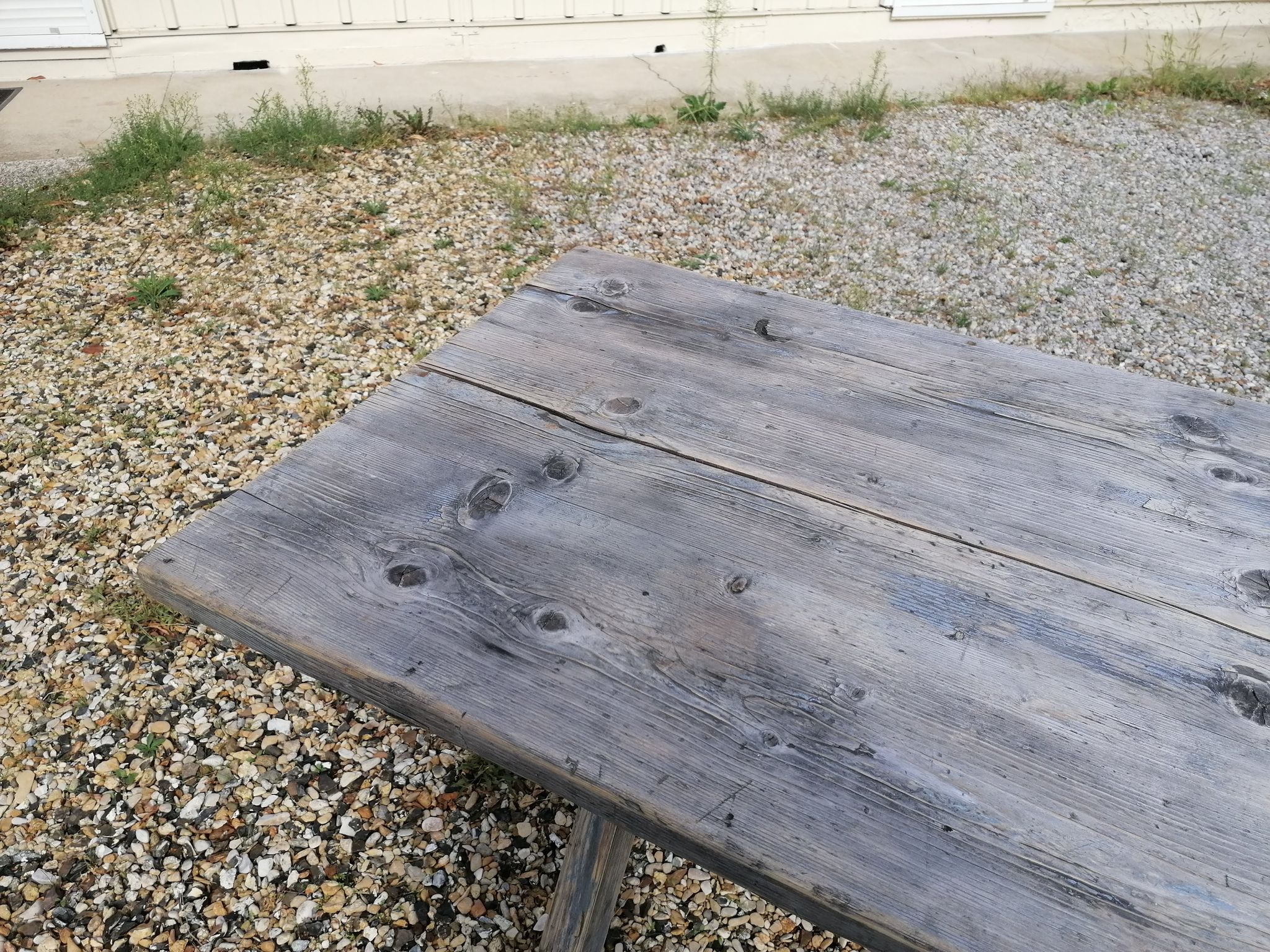 Table ferme  vintage en bois 2m, pieds en x