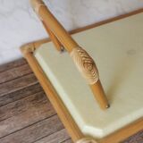 Folding tray parrots and flowers fiber and rattan