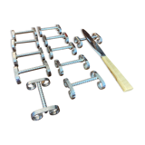 Set of 11 silver-plated metal knife holders, 1960