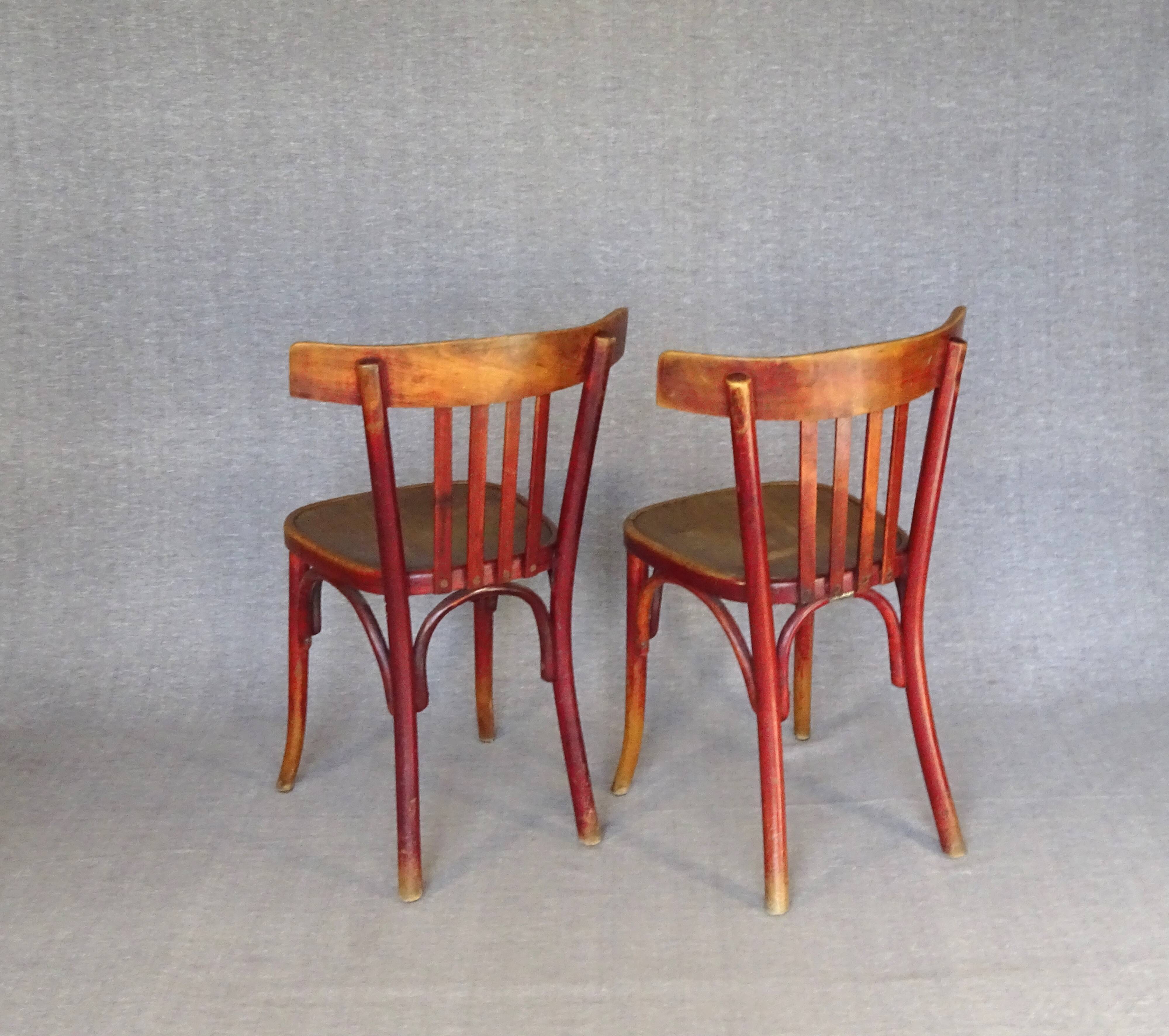2 FISCHEL Bistrot chairs No. 89 1/2, 1932 wooden seat