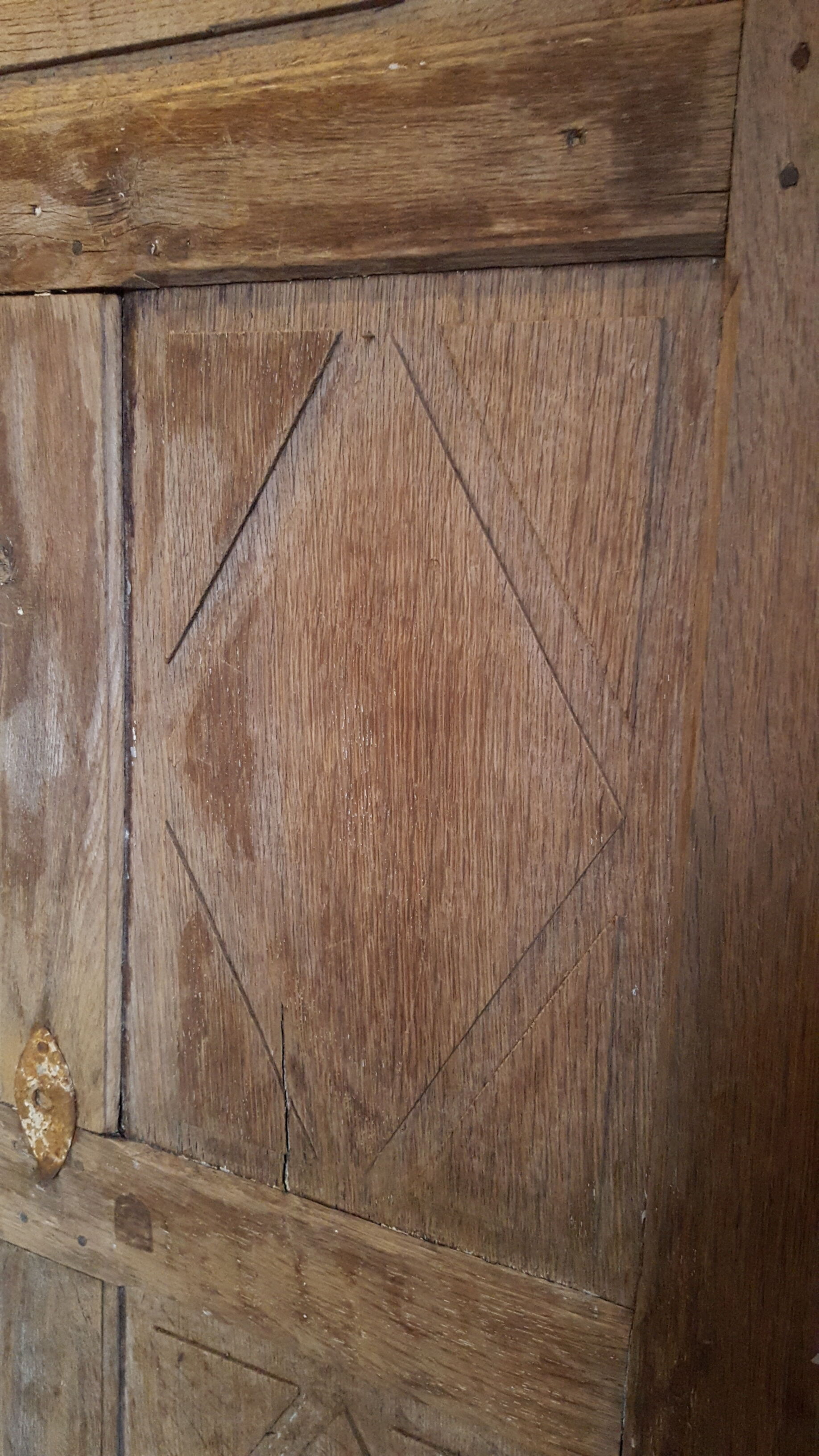 Old door eighteenth coffered fittings