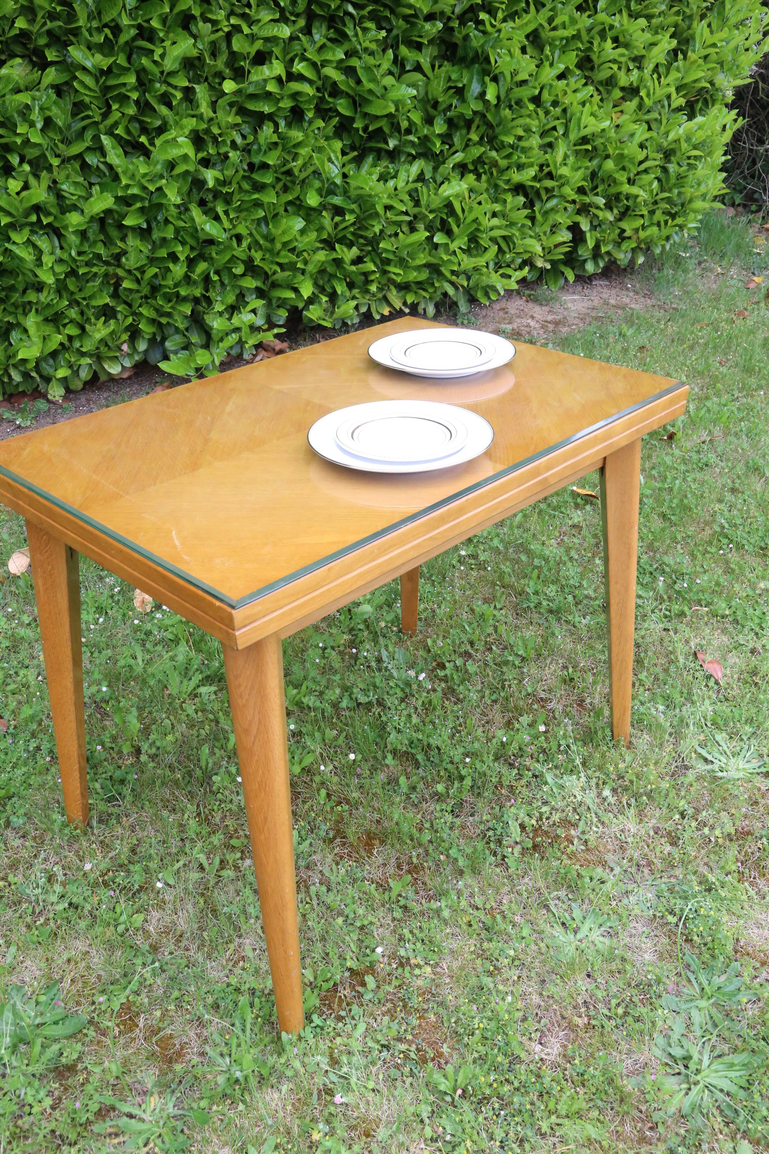 Pretty glass pine table, vintage