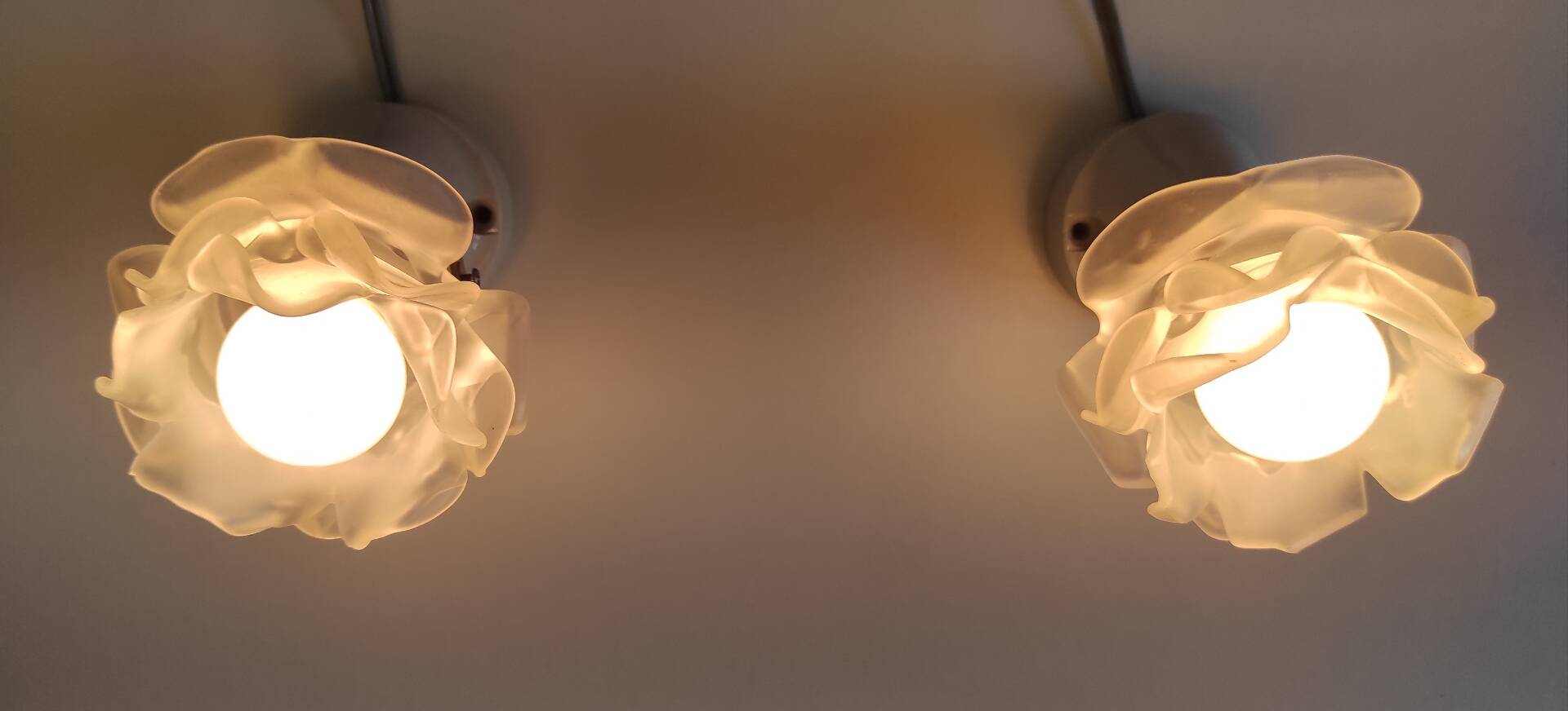 Art Deco style wall lights in porcelain and floral glass paste - 30s