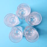 Set of 5 Mid-century Clear Crystal Tumblers / Italy / 1980s