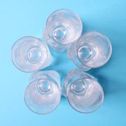 Set of 5 Mid-century Clear Crystal Tumblers / Italy / 1980s