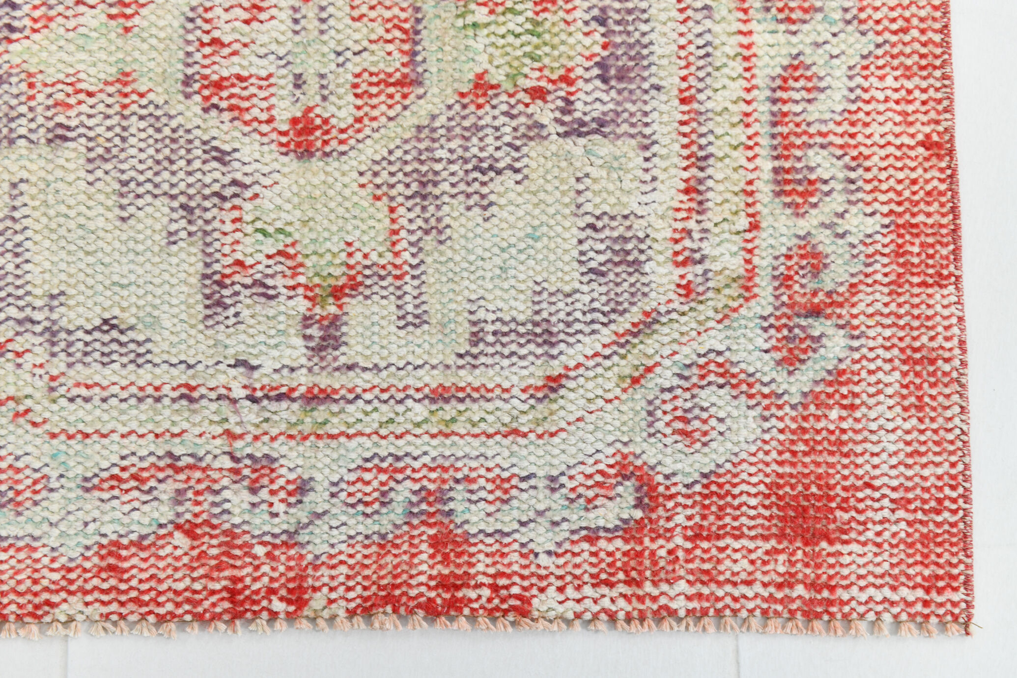 3x9 red & beige vintage runner rug 82x269cm