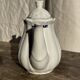 White earthenware teapot with blue and silver trim H22.5