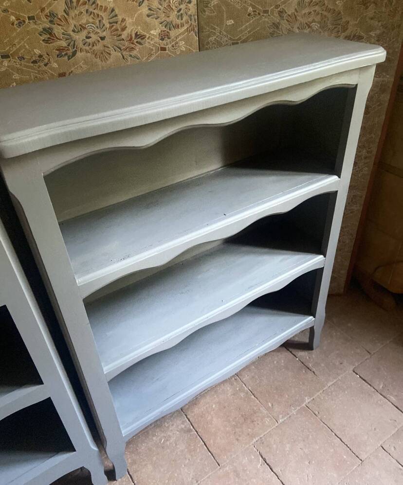 Bibus beech bookcase renovated in gray