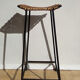Tabouret haut en fer forgé et rotin, années 1950