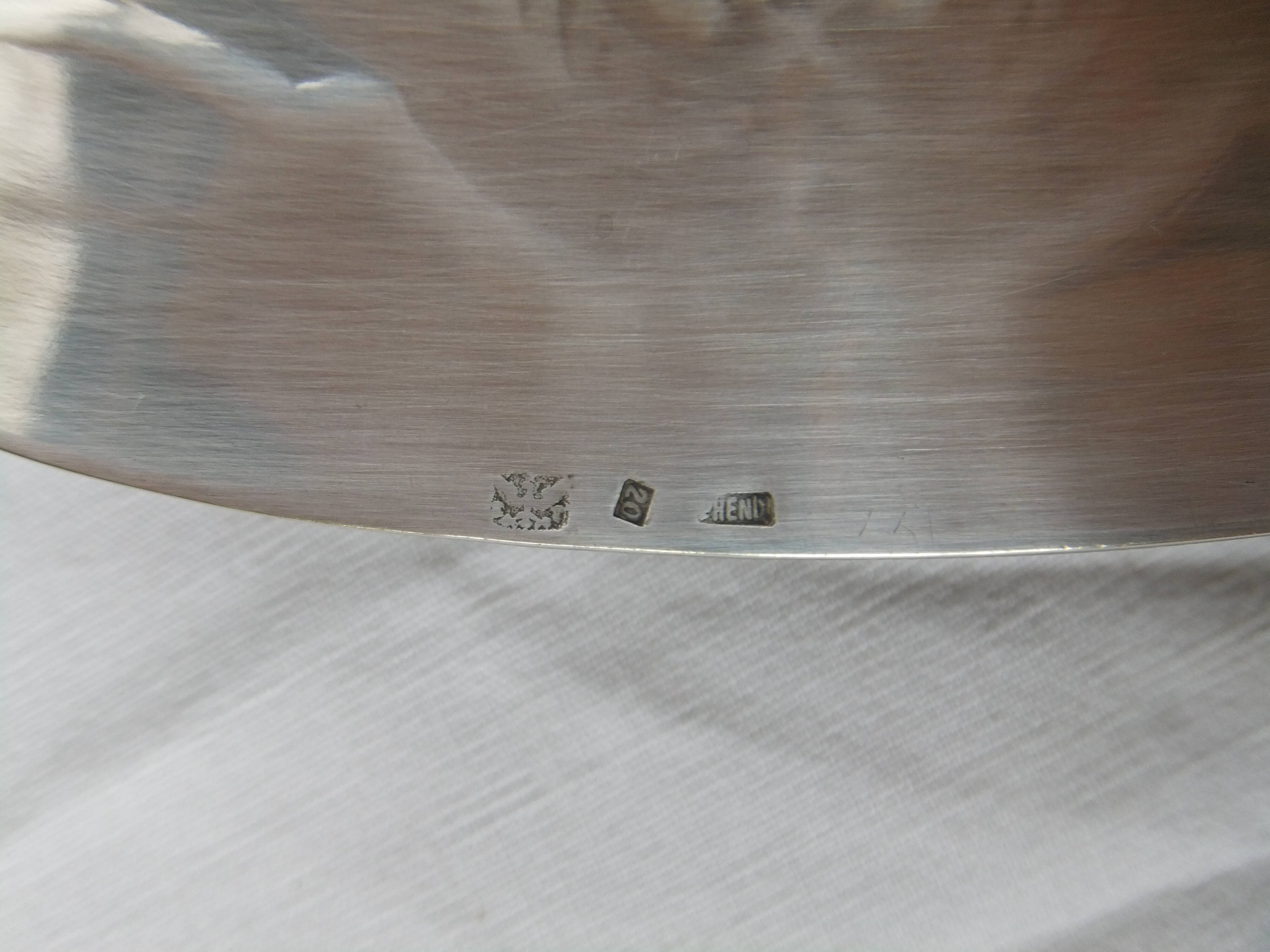 Service silver metal punch bird Phoenix tray handle