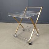 Vintage lucite and brass trolley, 1970s