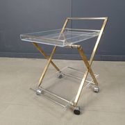 Vintage lucite and brass trolley, 1970s