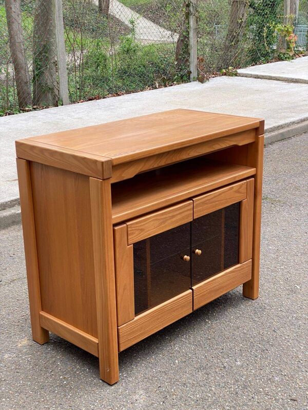 Buffet scandinave vitré en chêne 1980