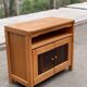 Glass-fronted Scandinavian oak sideboard from the 1980s.