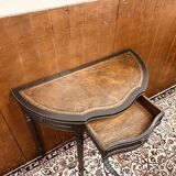 Table d'appoint, console anglaise classique noire avec plateau en cuir