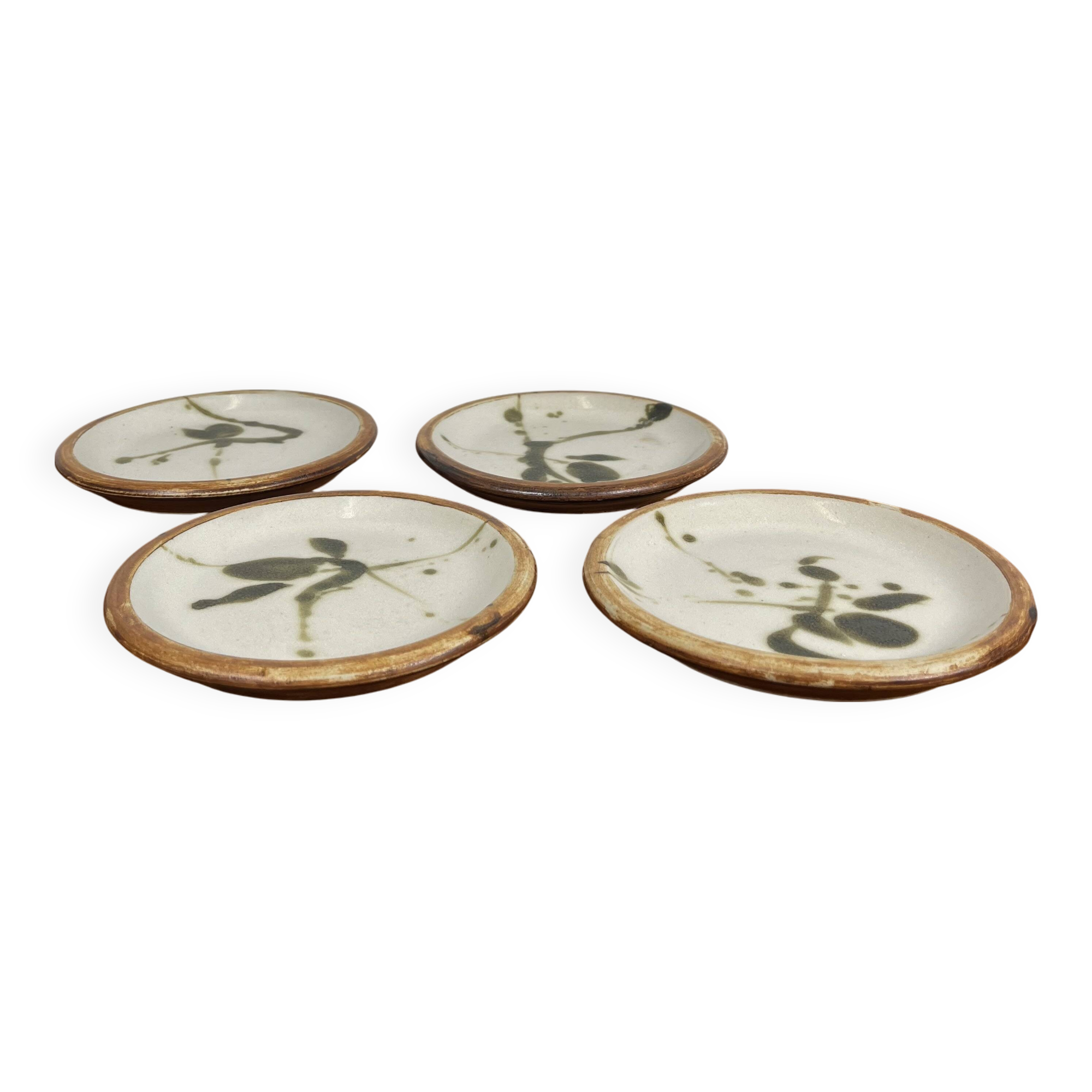 Set of 4 bread plates "La Colombe", 1950/60, Madeleine Brault