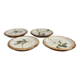Set of 4 bread plates "La Colombe", 1950/60, Madeleine Brault