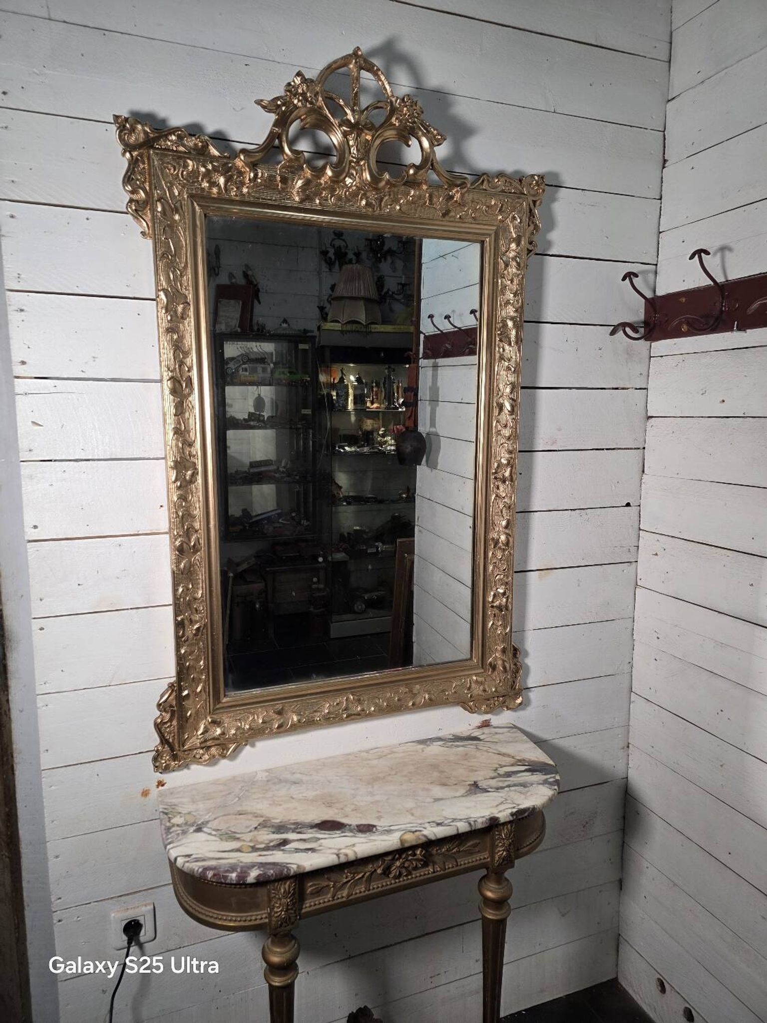 Antique Art Nouveau gilded mirror, 138cm