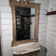 Antique Art Nouveau gilded mirror, 138cm