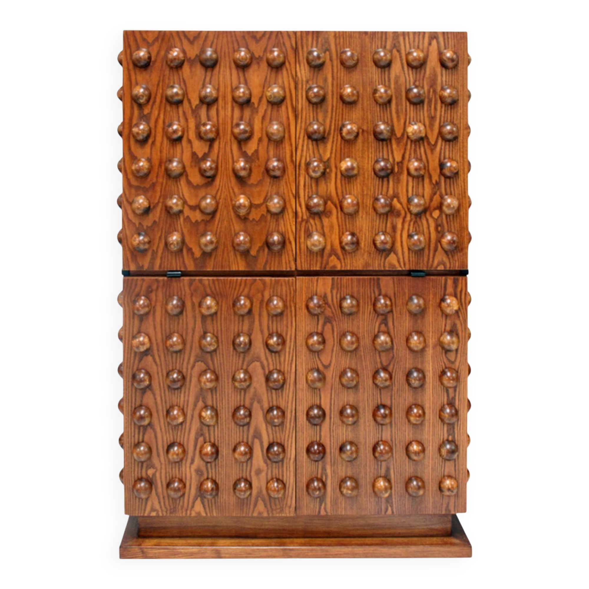 Brutalist Style Italian Dry Bar made of Wood and Glass, Drinks Cabinet
