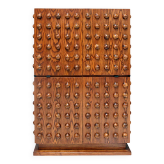 Brutalist Style Italian Dry Bar made of Wood and Glass, Drinks Cabinet