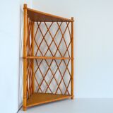 Rattan corner shelf to stand 1960 vintage