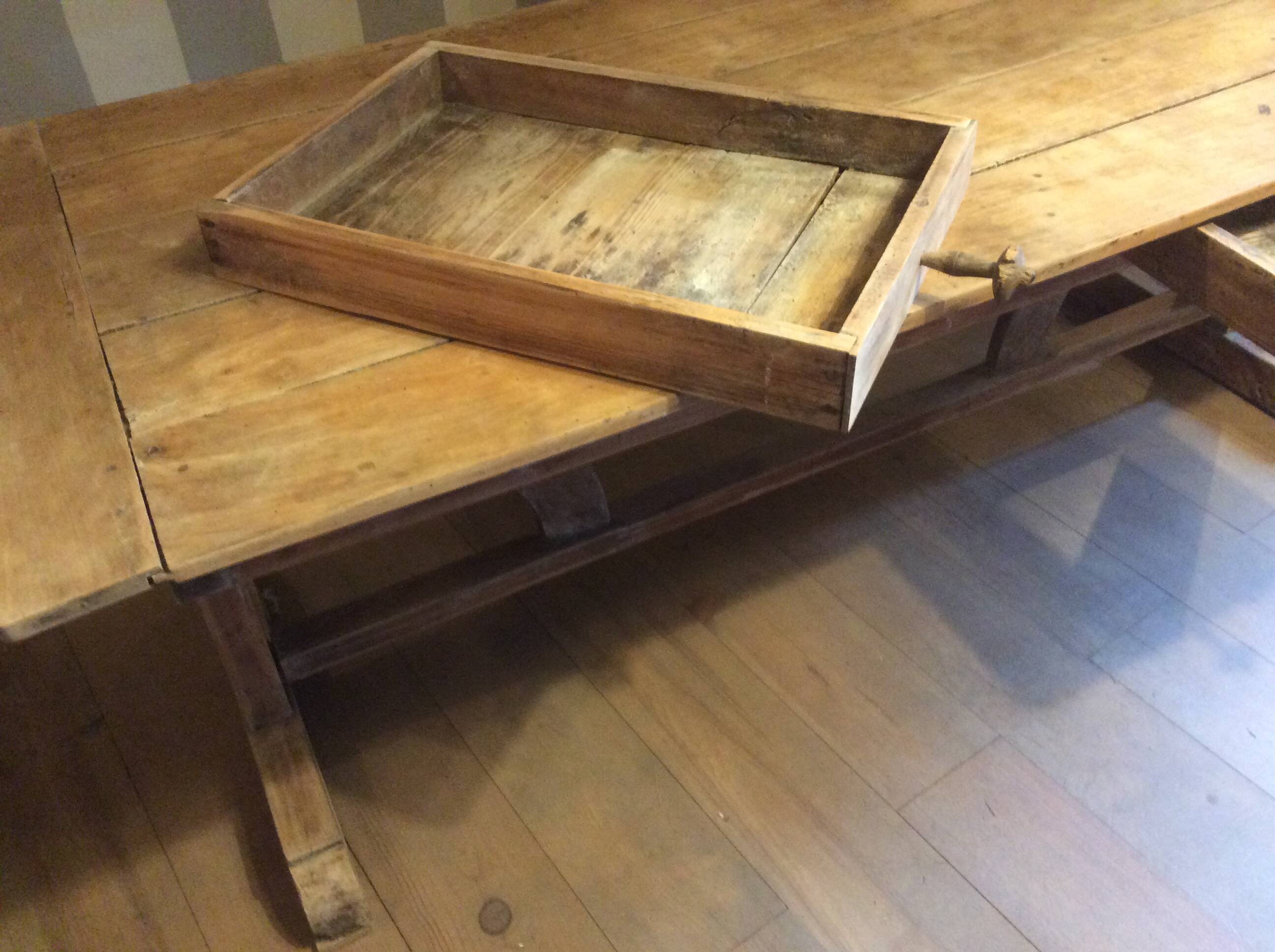 Two-drawer farmhouse table