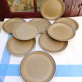 9 flat plates in Sarreguemines stoneware