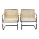 Set of two vintage design chairs by Franco Albini for Tecta, chrome and rattan