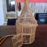 Rattan cage wall lamp