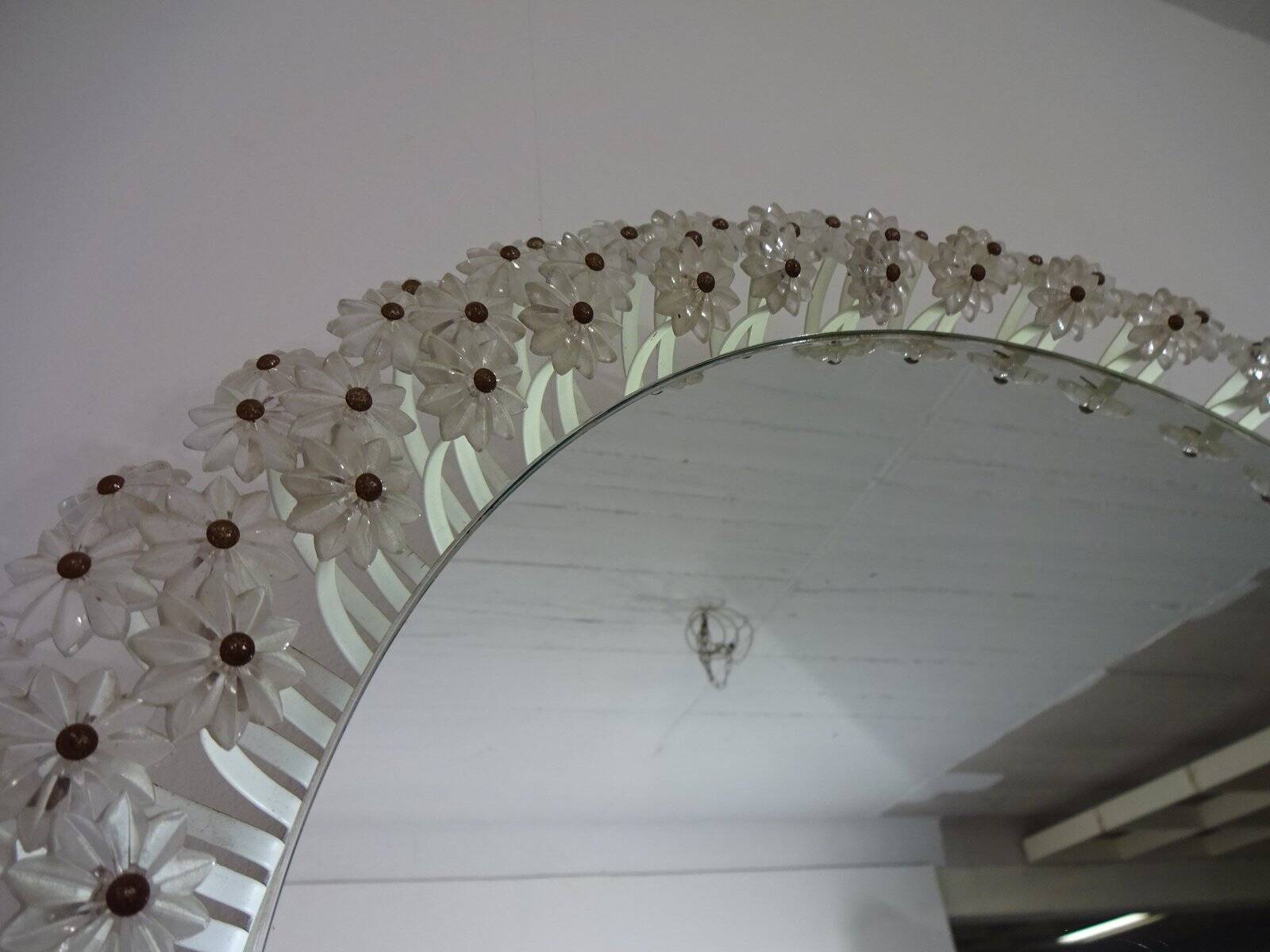 Austrian Illuminated Flower Mirror, 1960s