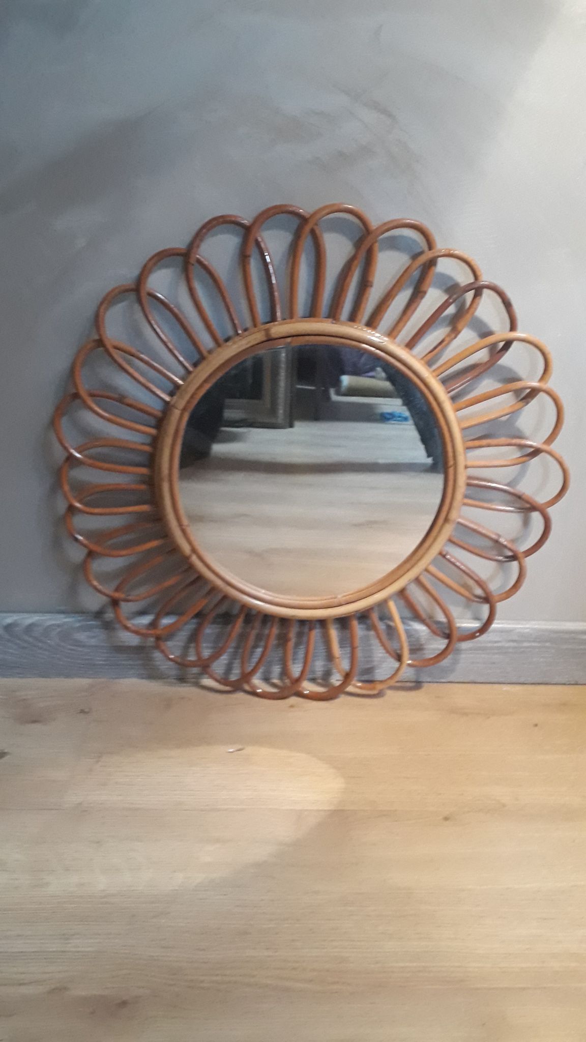 bamboo sun, rattan 1960 70 s 55cm