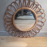 Soleil bambou rotin 1960 70 s 55cm