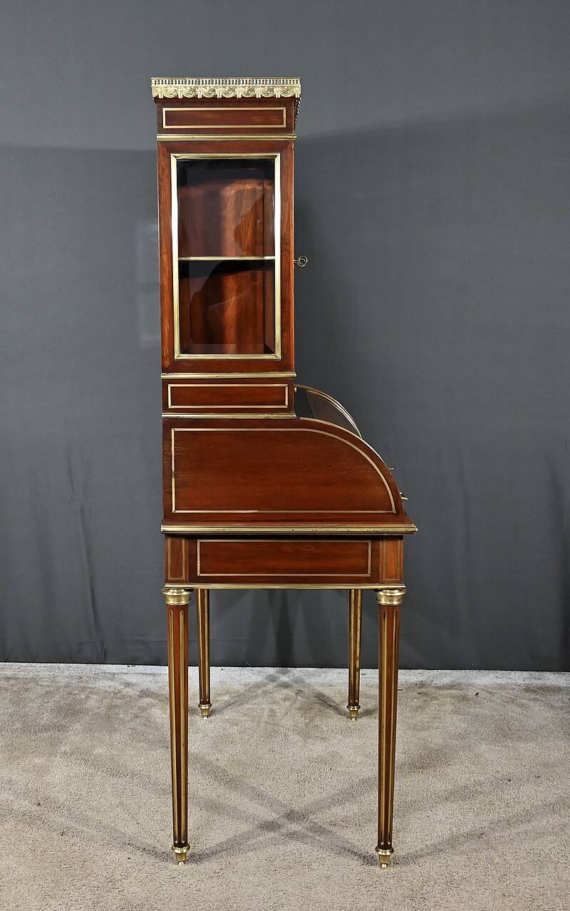 Rare Small Cylinder Desk and Showcase, Louis XVI style – Mid-19th century
