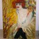 Painting of woman portrait in oil