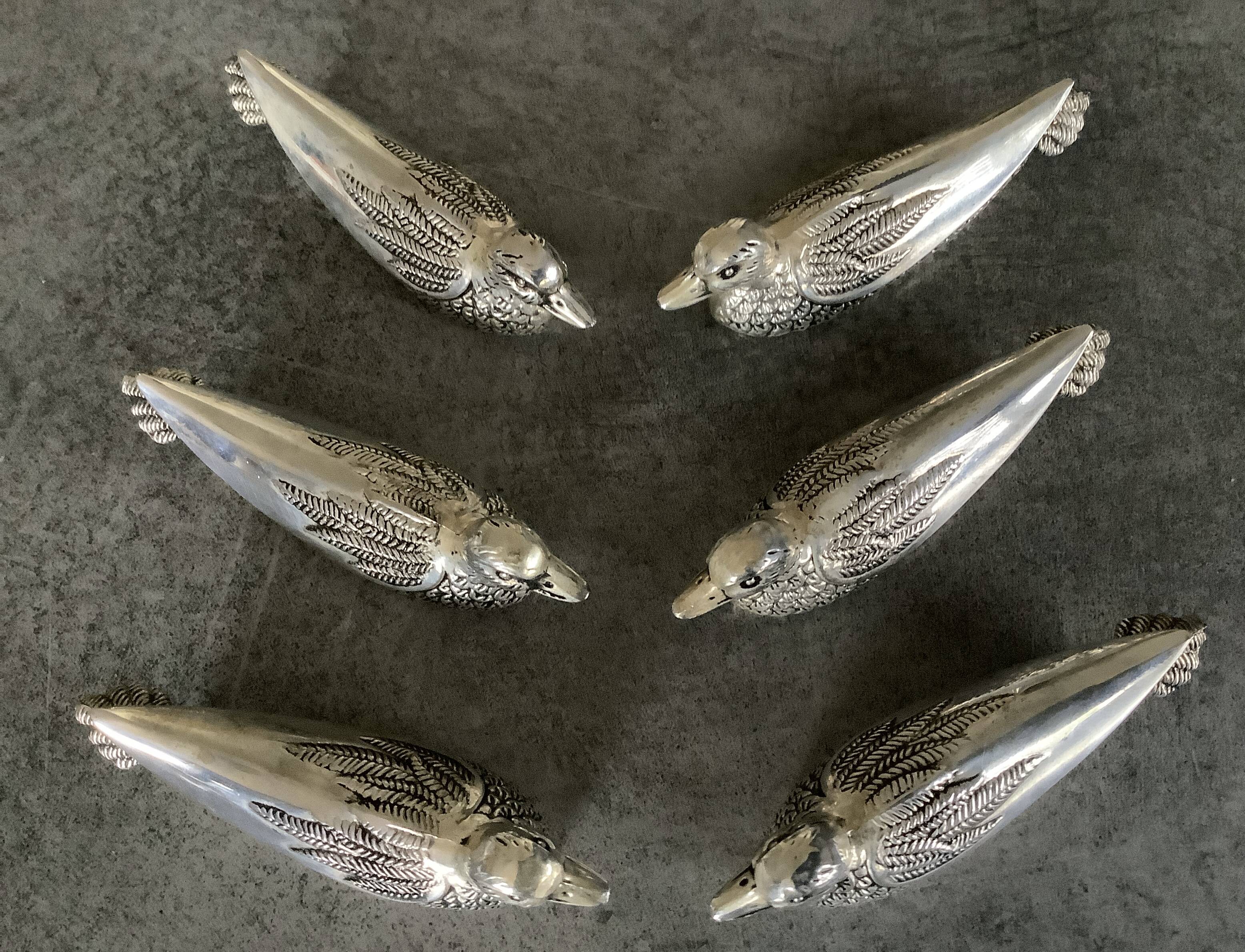 Set of 6 Vintage Duck-Shaped Silver-Plated Knife Rests SILEA