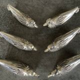 Set of 6 Vintage Duck-Shaped Silver-Plated Knife Rests SILEA