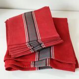 Vintage Basque set: square tablecloth & 7 napkins, 1960s