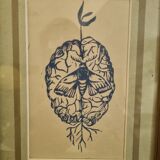 Linocut gilded wood frame