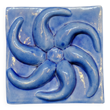 Blue Glazed Ceramic Plate Relief Decor Trivet